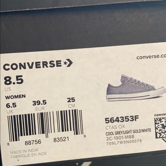 Converse Ctas Low Top Canvas Cool Grey W AUTHENTIC - Picture 8 of 8